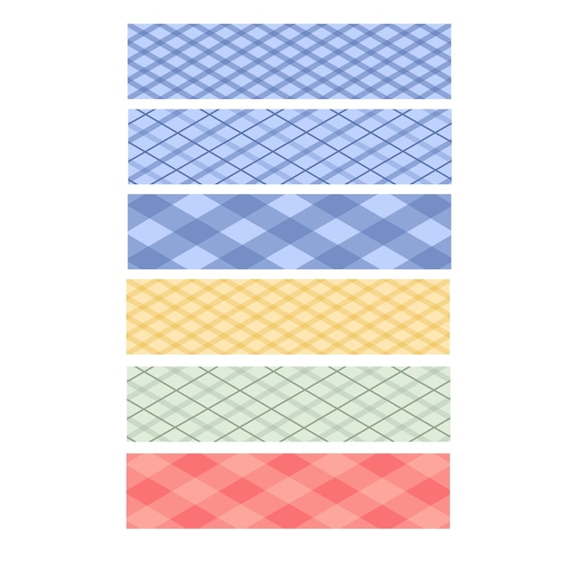 Set of different colored flat washi tapes