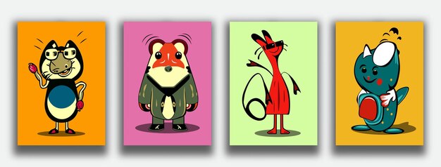 Set of different cute funny cartoon monsters vector illustration