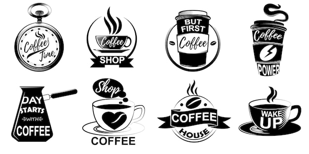 Set of different designs for coffee icons