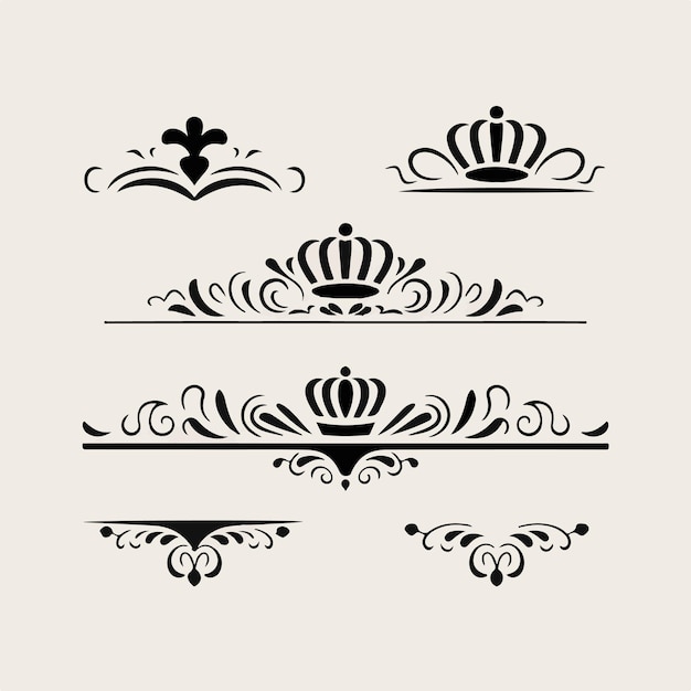 Vector a set of different designs including crown and crown