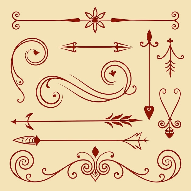 a set of different designs with arrows and a design that says love