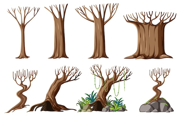 Set of different fairytale trees