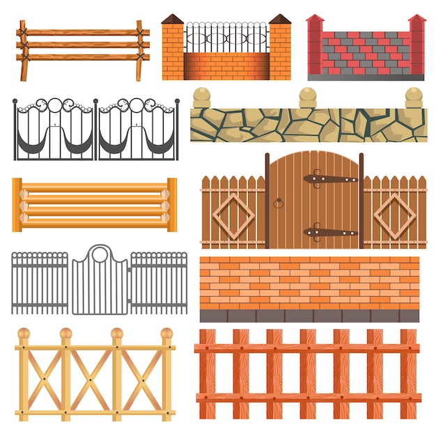 Set of different fence design