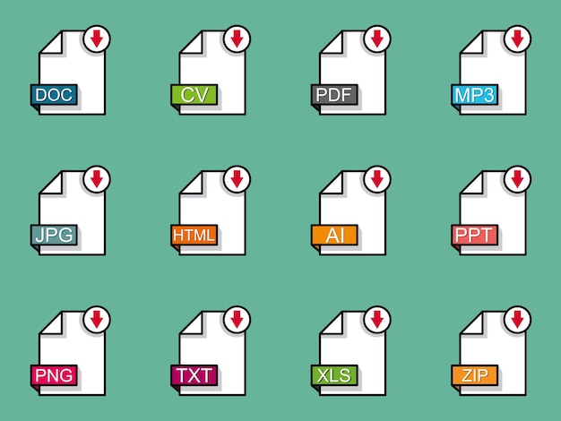 Set of different file formats. Download file.