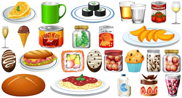 Set of different foods