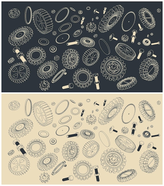 Set of different gears