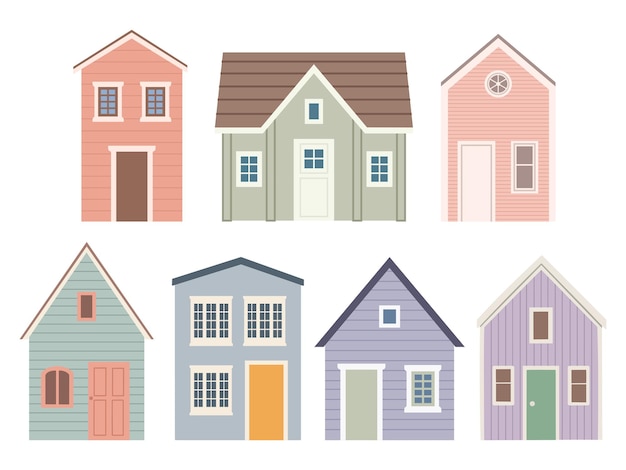 Set of different houses flat design vector