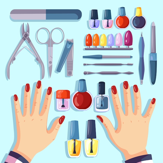 Vector set of different manicure tools