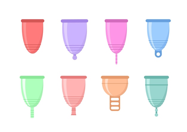 Set of different menstrual cups. Eco-friendly, washable intimate product.