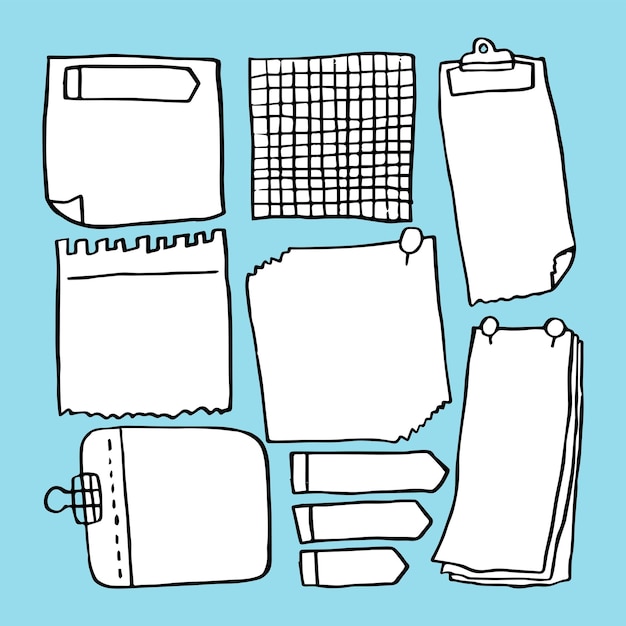 Set of different note papers on isolated backgroundVector illustration