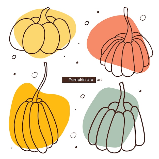 Set of different outline pumpkins. Thanksgiving Autumn mood Halloween vector