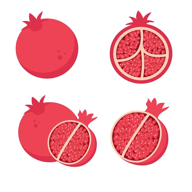 A set of different pomegranate fruits