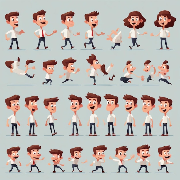 Vector set of different positions of hands legs head for animation