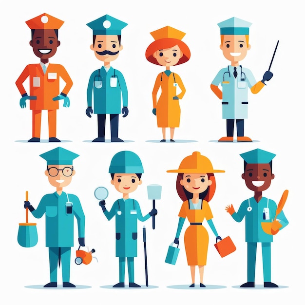 Vector set of different professions vector illustration