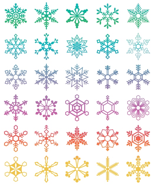 Set of different snowflakes