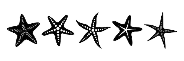 Set of different starfish