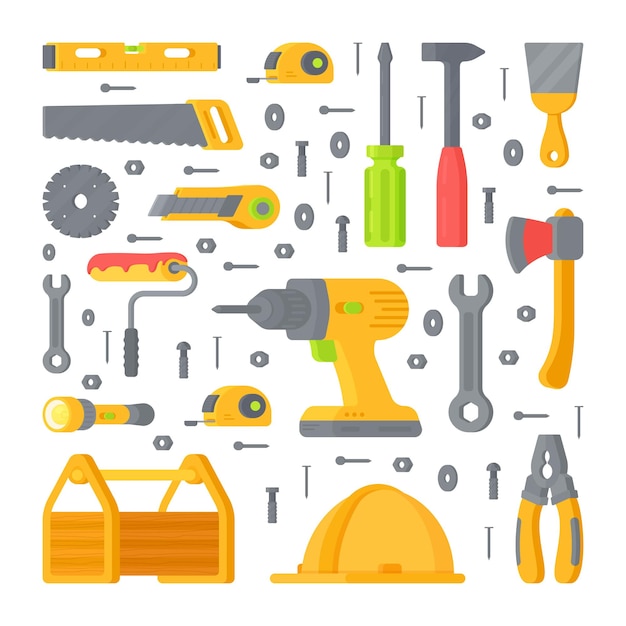 set of different tools and appliances for repairs