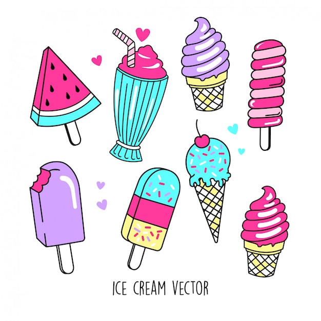 Set of different types of Icecream