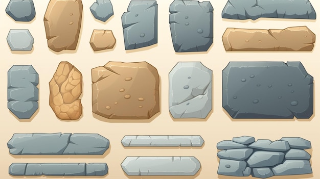 Vector a set of different types of stone and stones vector art illustration