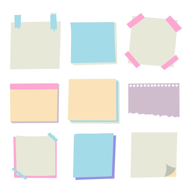 Set of different vector note papers