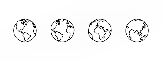 Set of different view of globe World map illustration