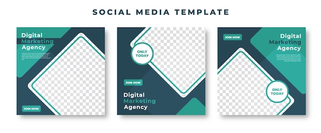 Set of Digital Business Marketing Banner for Social Media Post Template Vector Illustration