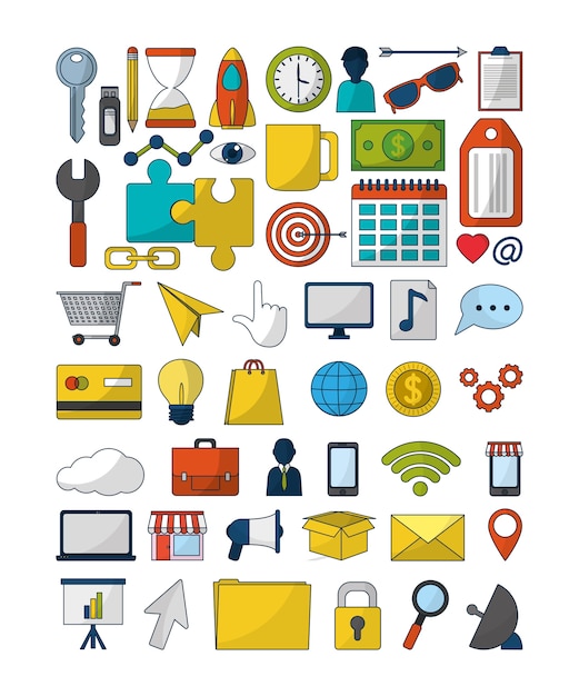 Set of digital marketing icons