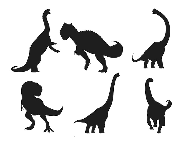 Set of Dinosaur isolated vector Silhouettes