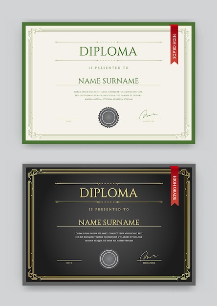 Set of Diploma or Certificate Premium Design Template in Vector