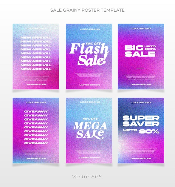 Set Discount Flash Big Sale new arrival giveaway blue violet Gradient grainy texture poster flyer