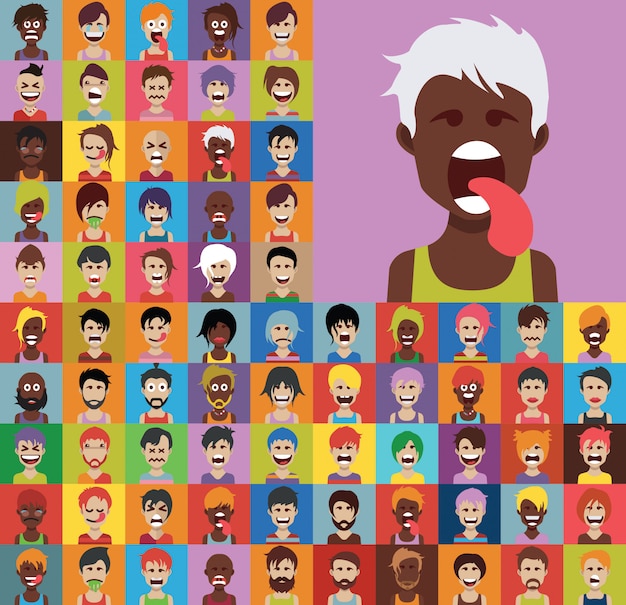 Set of diverse male and female avatars Vector