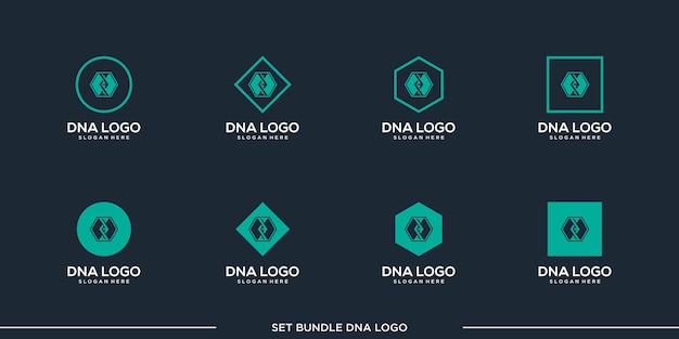 set DNA logo design vector bundle premium