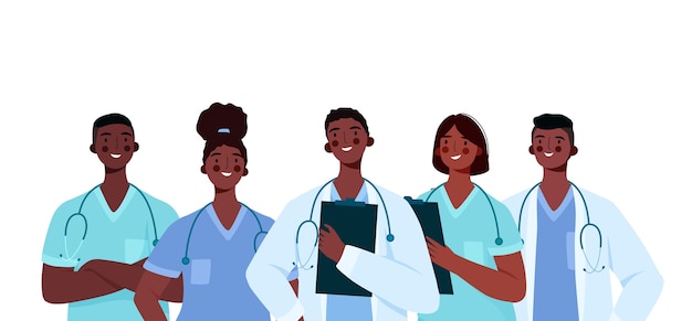 Set of doctors in flat design