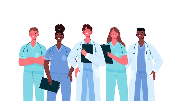 Set of doctors in flat design