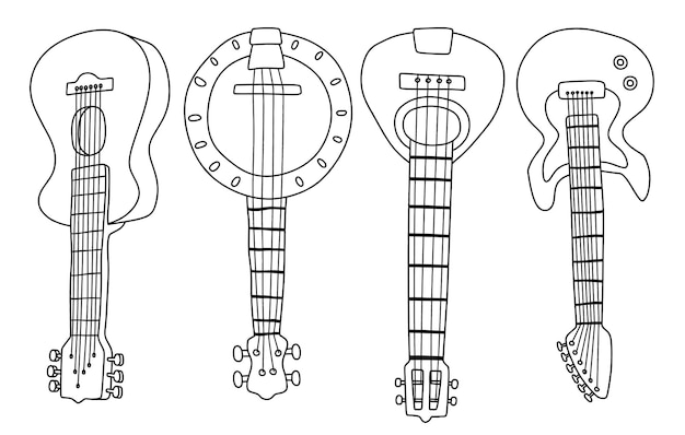 set of doddle guitar. Set of musical instruments.