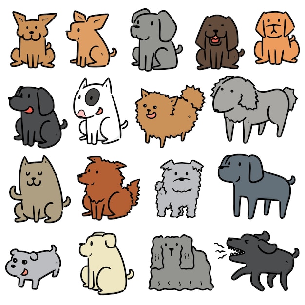 set of dog handdrawn doodle illustration