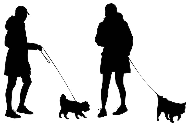 Set of Dog and Man Silhouette