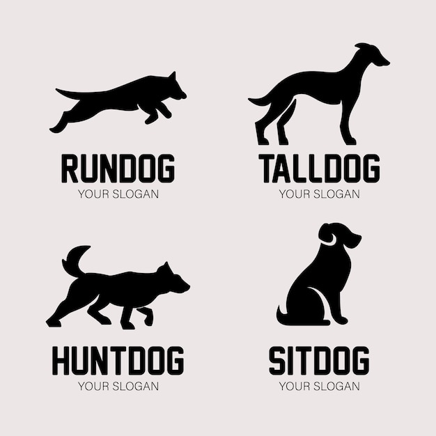 Set of dog silhouette logo design