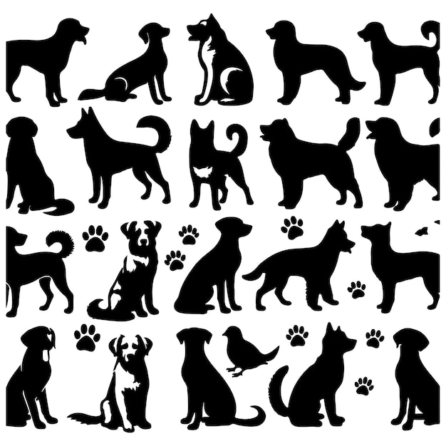 Vector set of dogs silhouettes vector design