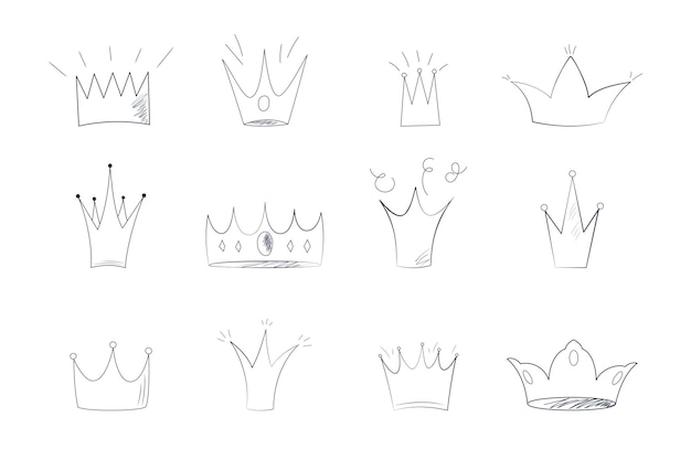 Set of doodle crowns