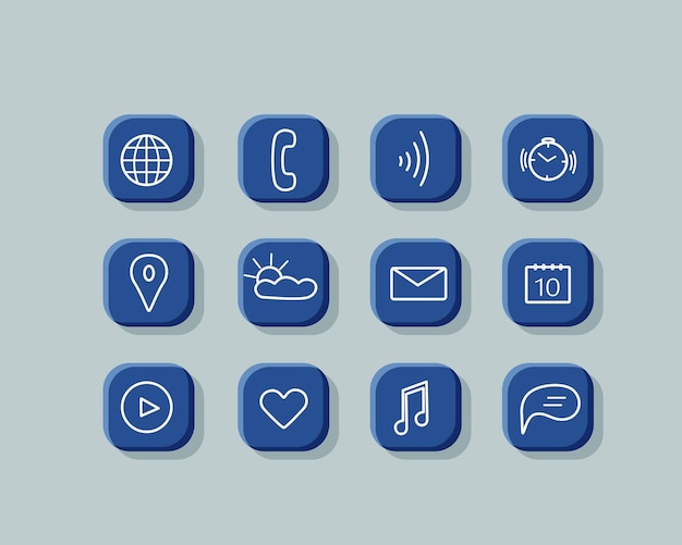 A set of doodle icons for the function of a gadget phone or smartwatch