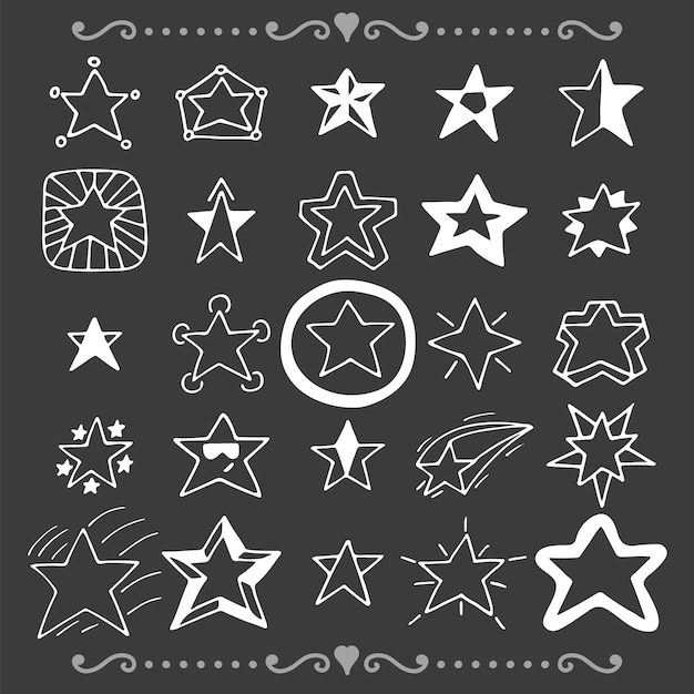 Set of doodle stars Hand drawn collection