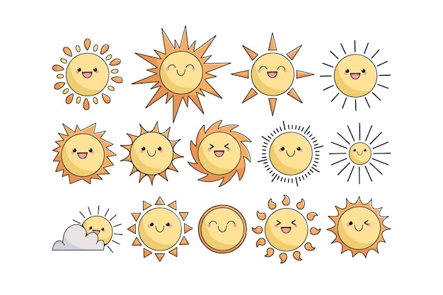 Set of Doodle Sun Illustration