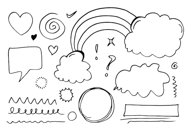 Set of doodle on white backgroundkids doodlevector illustration