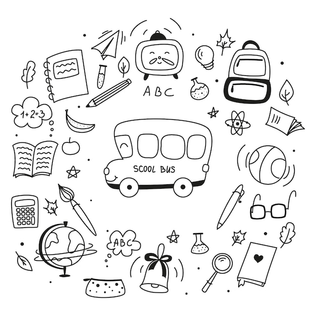 set of doodles elements for school doodle school school theme school doodles