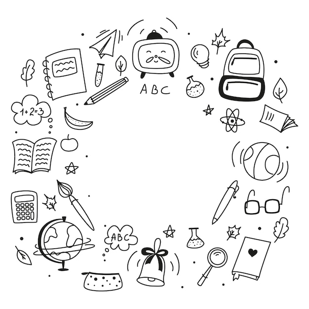 set of doodles elements for school doodle school school theme school doodles