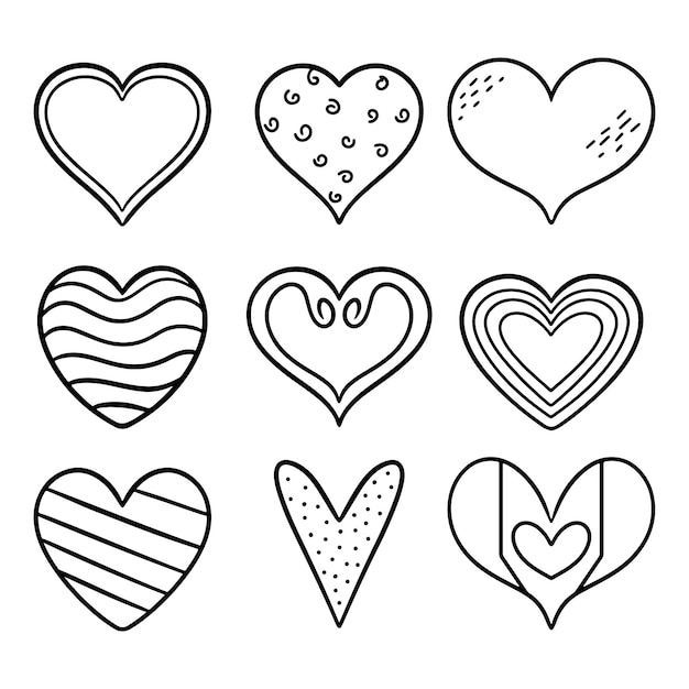 Vector set of doodles hearts hand drawn