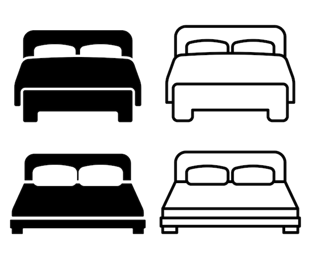 Set of double bed icon linear icon Vector illustration