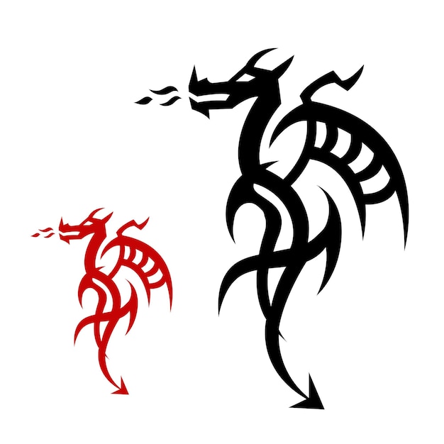 Set dragon tattoo or emblem Traditional Chinese Asian style The symbol of wealth and luxury vector