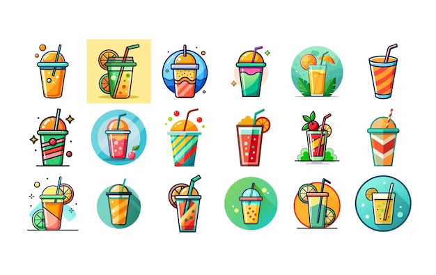 set of drinks vector